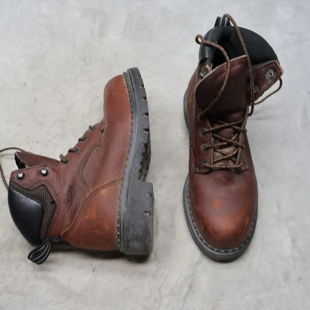 Red Wing Mens 7 E2 Work Boots Brown Leather Rugged 6-Inch SuperSole Logger Wide‎